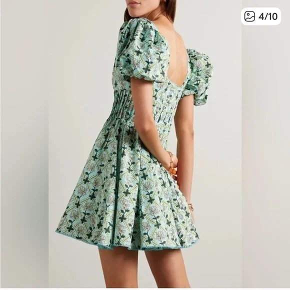 NWT Agua by Agua Bendita Green Floral Mini Dress - Picture 4 of 10